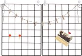 2 stuks wandroosterrek DIY ijzeren rooster fotowand decoratie prikbord foto aan het memobord hangen (65 x 45 cm)