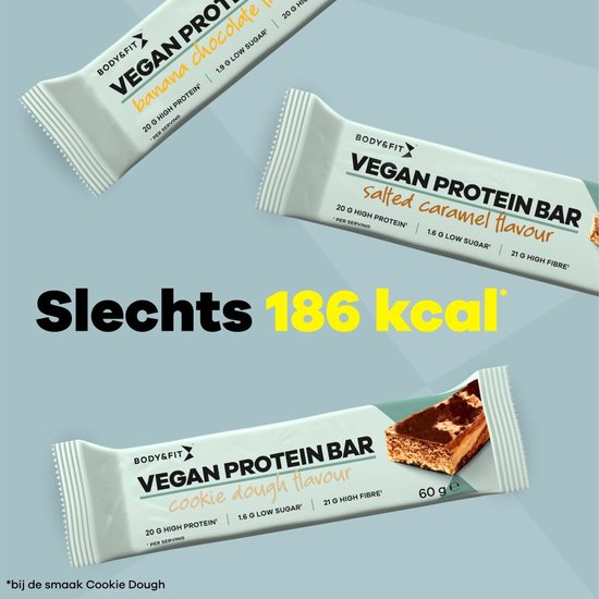 Body & Fit Vegan Protein Bar - Plantaardige Proteïne Repen - Cookie Dough - 12 Eiwitrepen (720 gram) - Body & Fit