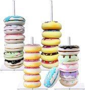 Donut Stands, Acryl Donut Stands, Helder Acryl Bagels Houder Donut Dessert Stand Tafeldecoratie voor Bruiloft Verfeest Donut Feestartikelen Donut Stand (4 Stuks, Twee Elk van 10 en 15 inch)