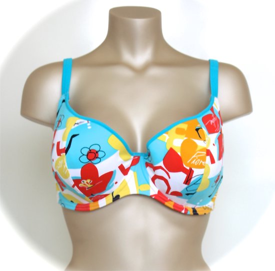 Freya - Casablanca - Haut de bikini - Blauw avec imprimé fantaisie - Taille 85E