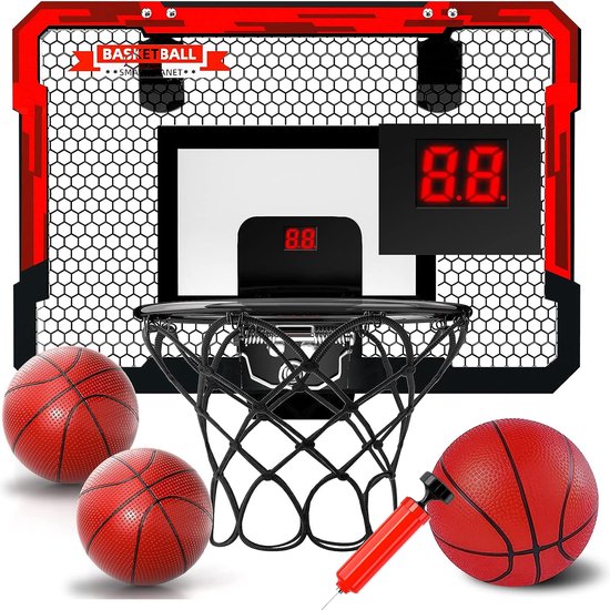 Good Experience XL Mini Basketbal Set met Scoreteller - Pro Mini Hoop - Basketbalbord - Basket - Basketbal - Basketbaltraining - Basketbalring - Slide-On Deur Bevestiging - Met 3 Ballen en Ballenpomp