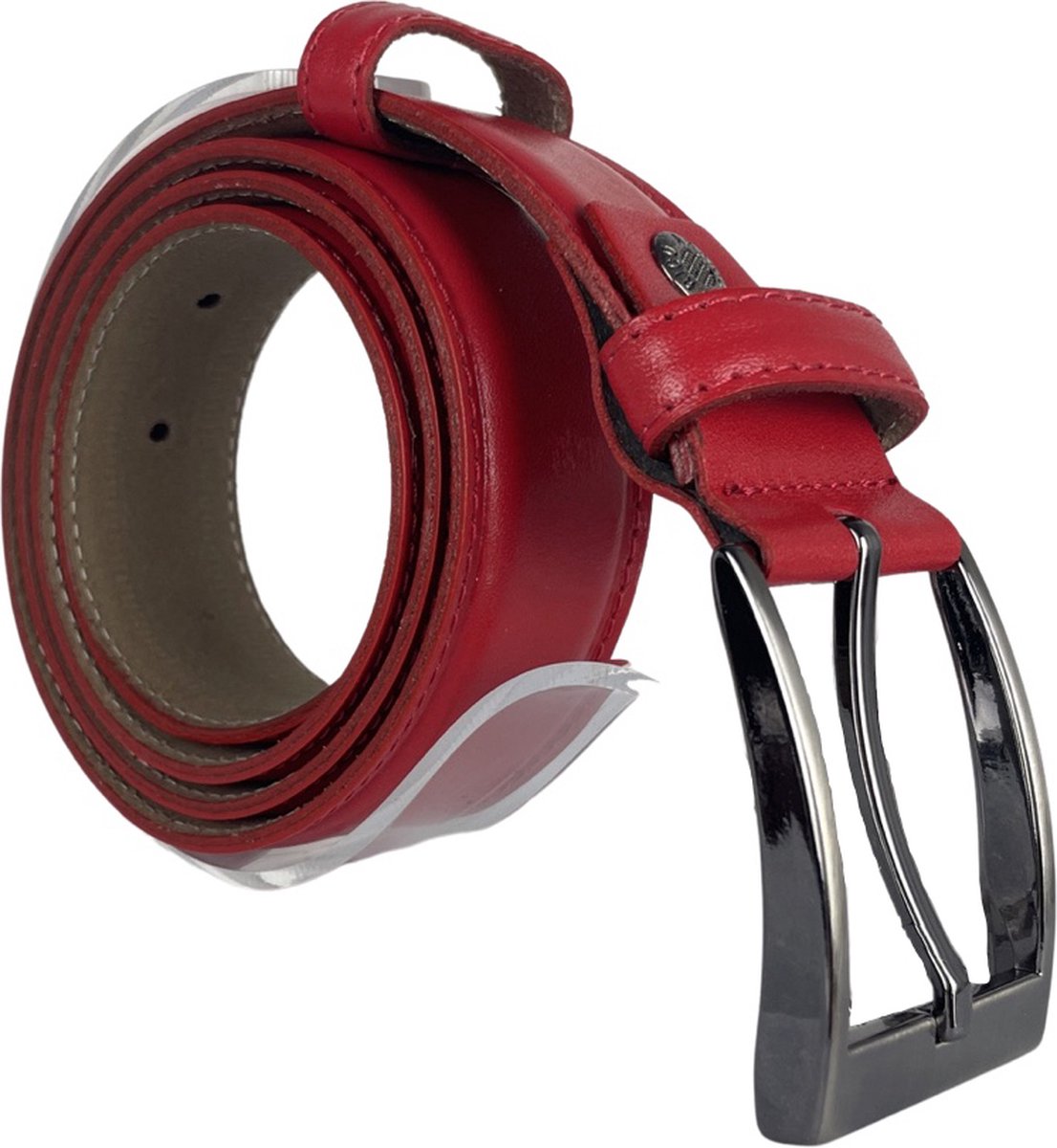 Riem - Rood - Riem Dames - 3.5 cm Breed - Riem Heren Rood Leer - Totale Riem Lengte 135 cm (Taillemaat tot 115 cm)