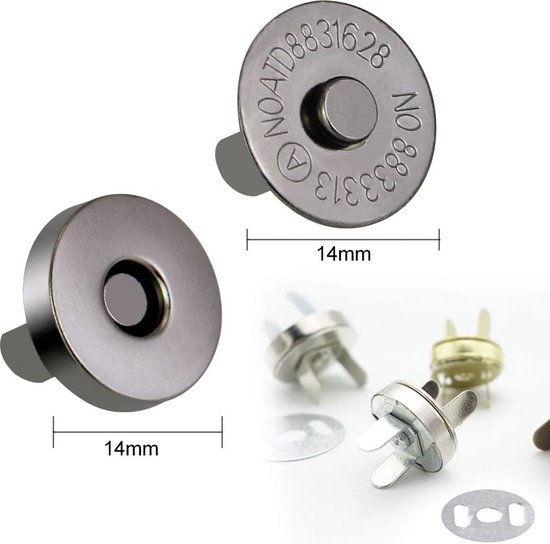 Boutons magnétiques - 14 mm argenté