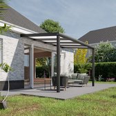 Pratt & Söhne Abri de terrasse 4x2,5 m - Abri de jardin en polycarbonate opale pour protection solaire - Véranda en aluminium et résistant aux intempéries - Anthracite
