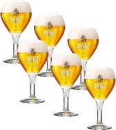 Leffe Bierglazen op Voet 33cl set van 6 stuks - Bier Glas 0,33 l - Bolle Vorm - 330 ml
