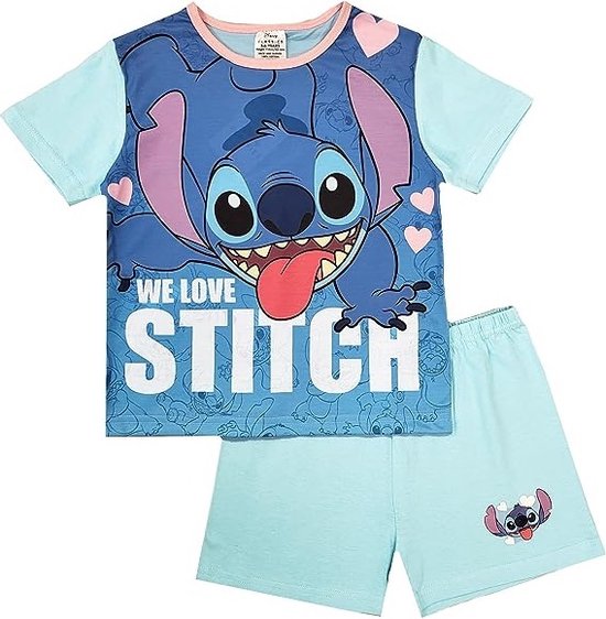 Disney Stitch pyjama - katoen - Shortama Disney Stitch - meisjes - maat 122/128