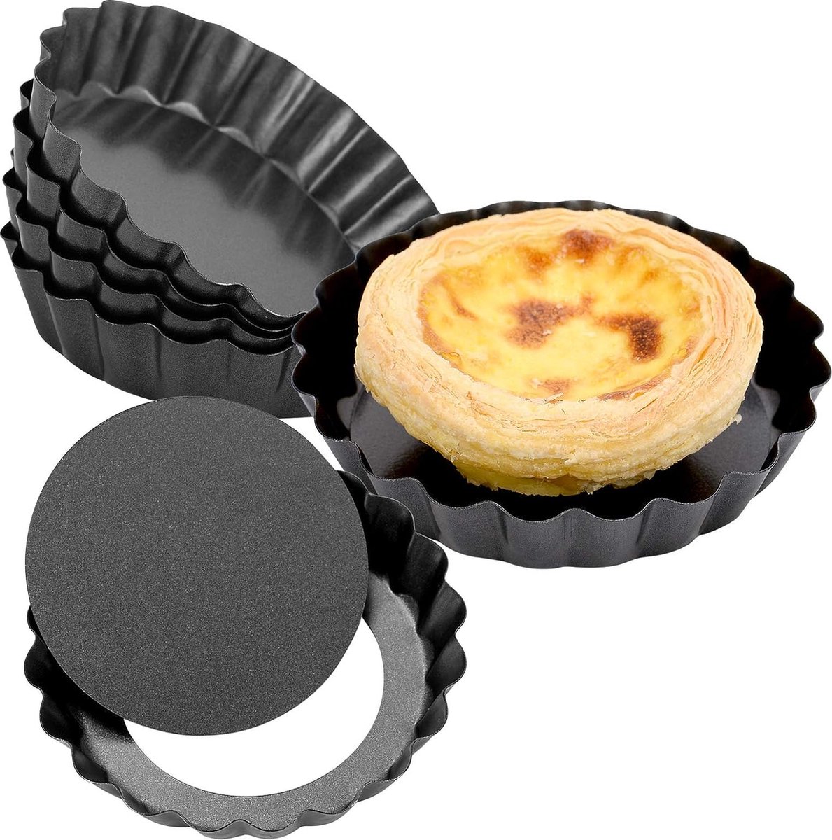 Moule à tarte avec fond levant, diamètre 10 cm, 6 pièces, moule à mini  quiche, moules