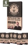 Zes verpakkingen Men's Master Repigmenting Gray Hair Shampoo, zwart met bruin etiket.