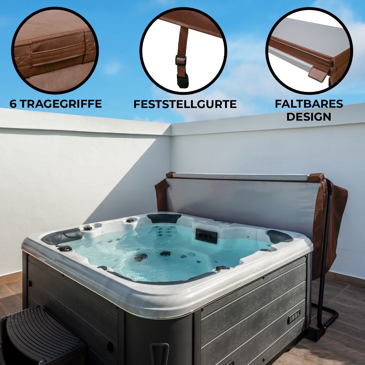 TopinCN Spa-afdekking voor spa, vierkant, waterdicht, harde schaal