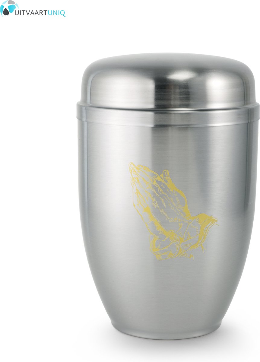 urn in gebed zilver - staal
