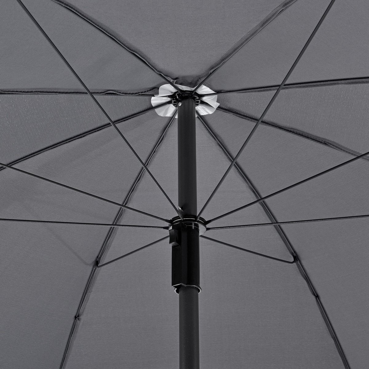 Tuinset Koen - 6-delig - Met Parasol - Zwart en Donkergrijs - Aluminium, Gehard Glas en Stof - Elegant Design