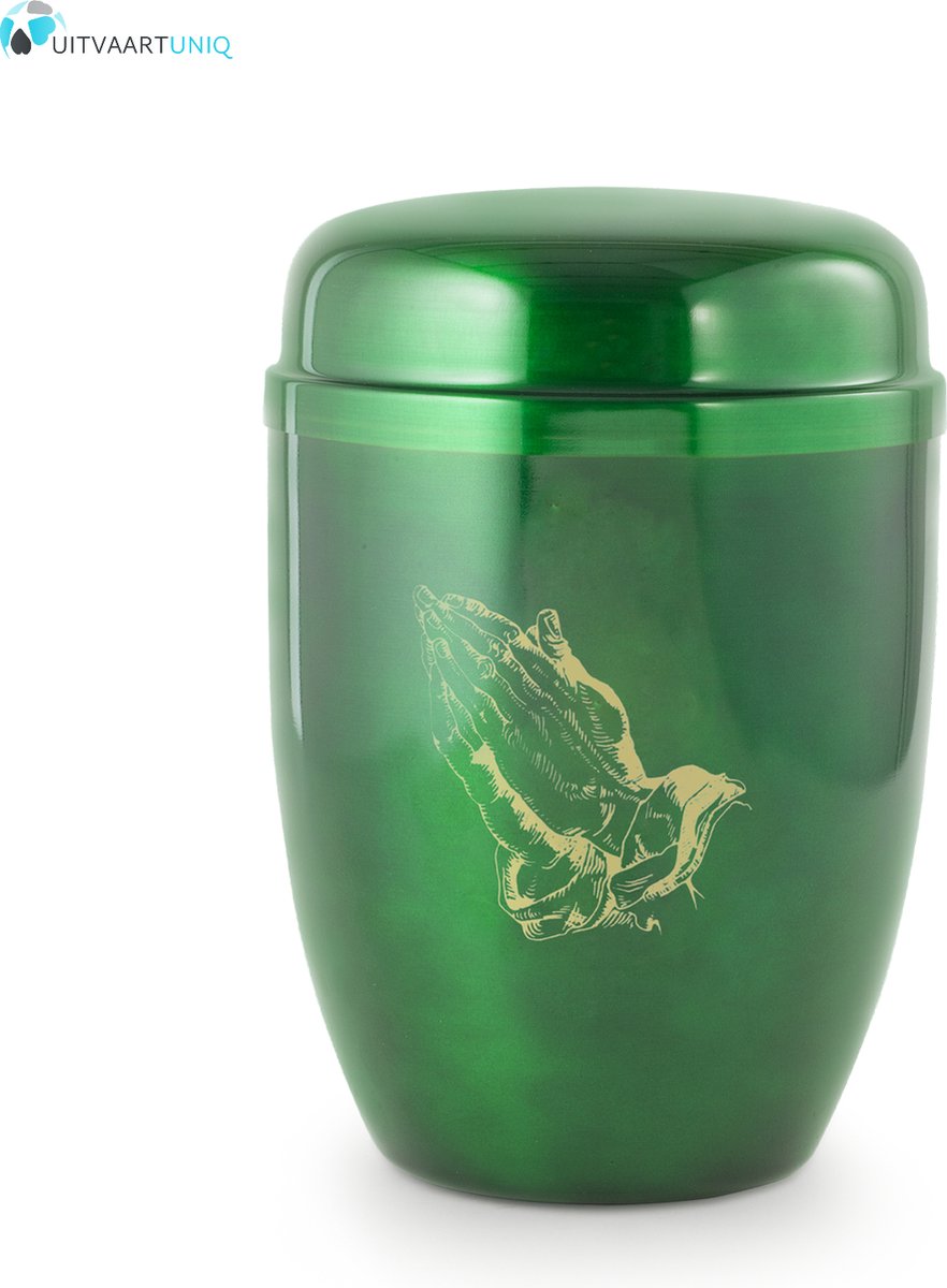urn in gebed groen - staal