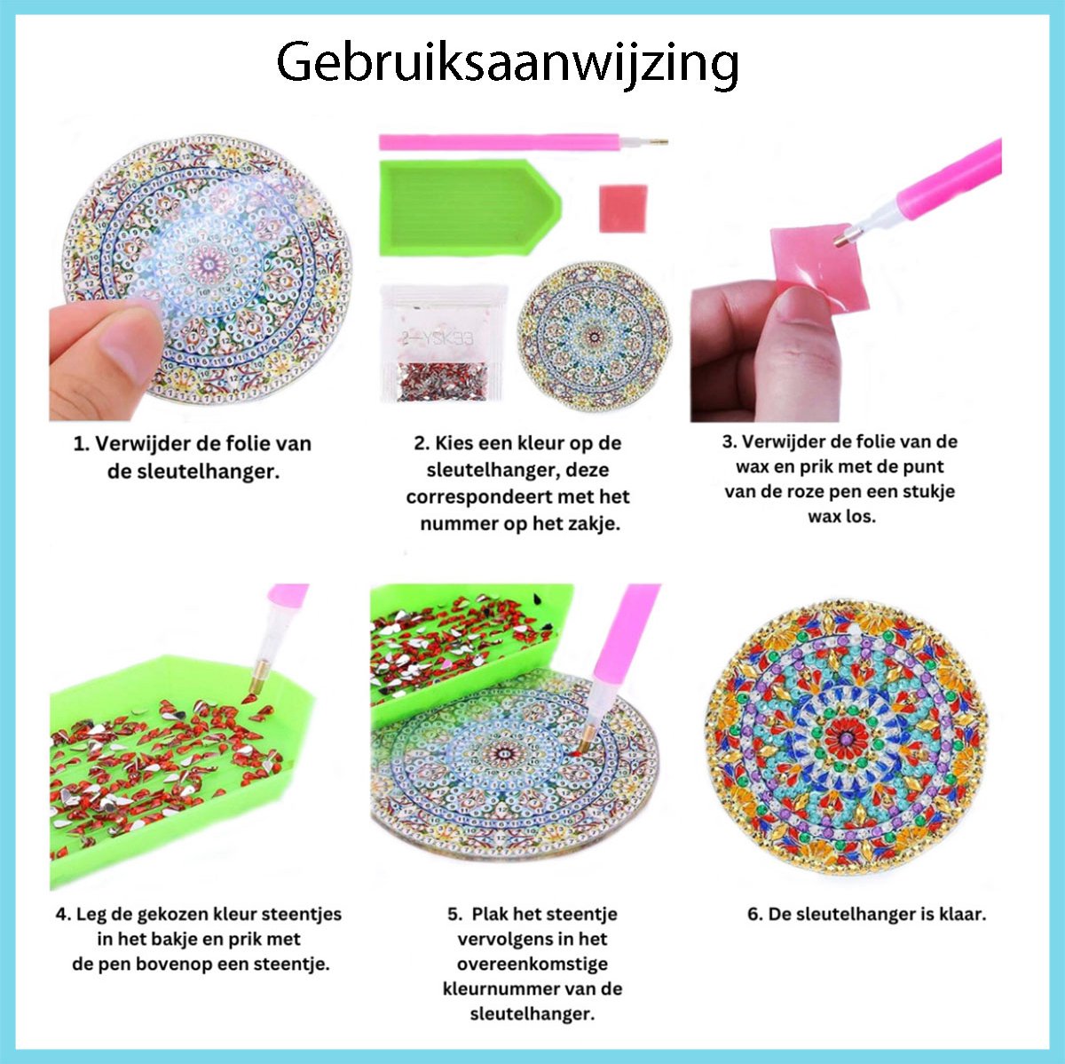 Diamond Painting Sleutelhanger - Dubbelzijdig - Giftset - 5 x sleutelhanger - Tulpen - Volwassenen - Hobby - Bloemen - Kinderen - volledig pakket- Kinderfeestje - Zelf sleutelhanger maken - Hanger voor aan je tas — afbeelding 2