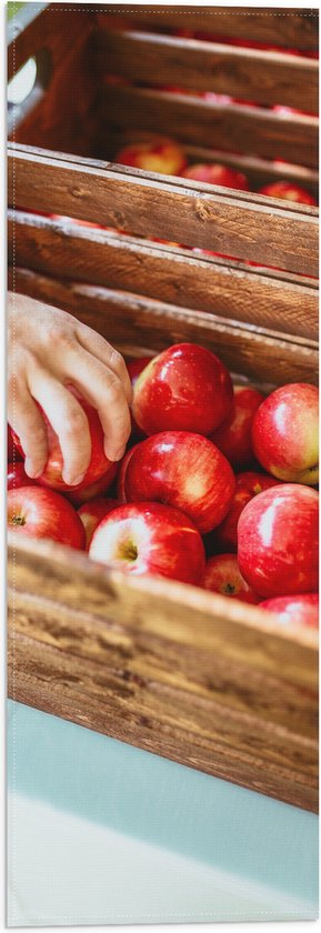Vlag - Krat - Fruit - Appels - Hand - Hout - 20x60 cm Foto op Polyester Vlag