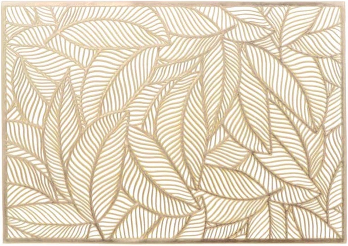 Unique Living Placemat Nissa - 6x - goud bladmotief - 30 x 45 cm