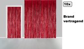 10x Folie gordijn metallic 2,4 meter x 1 meter rood - BRANDVERTRAGEND - festival themafeest huwelijk gala disco glitter and glamour wanddeco