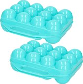 Plasticforte Boîte à œufs - 2x - porte-œufs organisateur de koelkast - 12 œufs - bleu - plastique - 20 x 19 cm