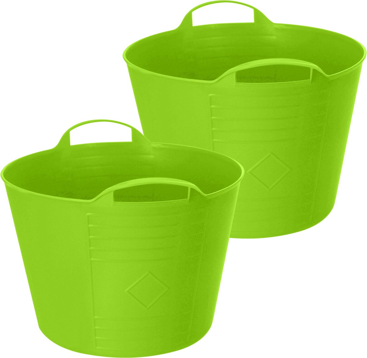Goedkoopste Excellent Houseware Flexibele emmer - 2x - groen - 27 liter - kunststof - 40 x 35 cm