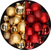 Kerstballen 60x stuks - mix goud/rood - 4-5-6 cm - kunststof - kerstversiering