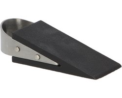 Esschert Design Deurstopper/deurwig - rvs/rubber - zwart -Â anti-slip -Â 12 x 5 x 3 cm