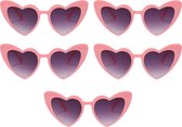 RANO - 5x Hartjes zonnebril - Roze - bride to be / vrijgezellenfeest vrouw / bachelor party / bachelorette / hart hartvorm hartenbril hartjes / valentijn