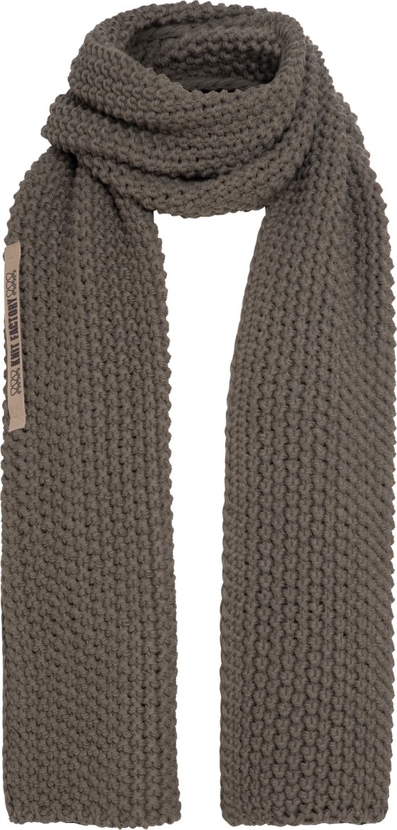 Knit Factory Carry Gebreide Sjaal Dames & Heren - Warme Wintersjaal - Grof gebreid - Langwerpige sjaal - Wollen sjaal - Heren sjaal - Dames sjaal - Unisex - Cappuccino - Bruin - 200x35 cm