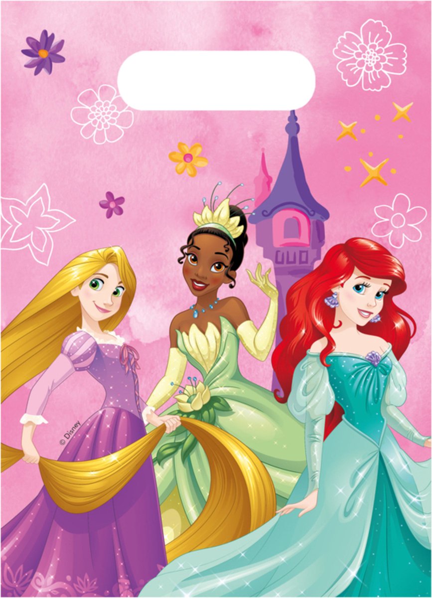 Procos - Disney Princess - Uitdeelzakjes - Snoepzakjes - Plastic - 17x23cm - 6 Stuks.