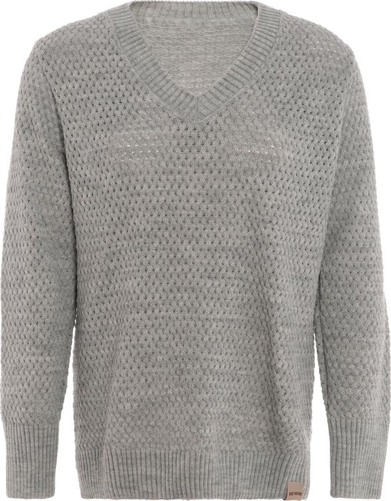 Knit Factory Ilse Knit V-neck Sweater - Pull pour femme en laine - Iced Clay - 40/42