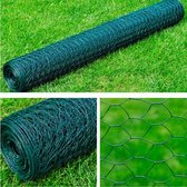 vidaXL - Draadgaas - zeshoekig - 1x25 - m - staal - donkergroen