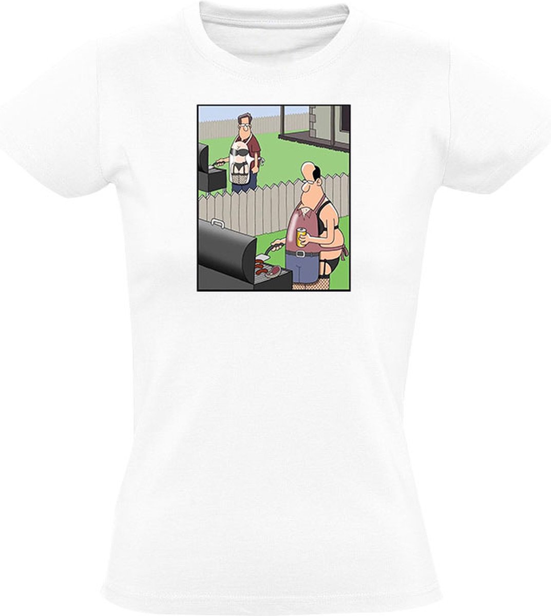 Barbecue short Dames T-shirt - lingerie - bier - sexy - man - vrouw - bbq - feest - zomer - humor - grappig