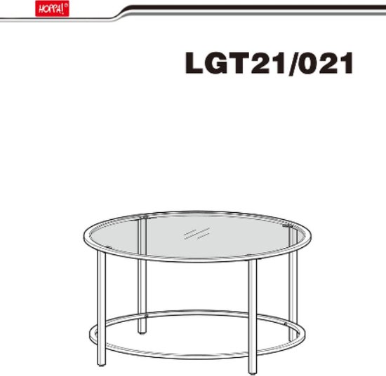 Hoppa! Salontafel Rond - Goudkleur - Glas/Metaal - 84x84x45,5