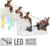 Kersthuisjebestellen - Slee met Kerstman en Rendieren - Vallende ledverlichting - Snowfall led - Beweging -B/O - Kersthuisjes & Kerstdorpen