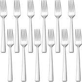 Vorken 12 stuks, roestvrijstalen tafelvorken Menu vorken set, elegante en tijdloze grote dinervorken voor thuis / restaurant / keuken, zeer gepolijste en gladde randen, vaatwasmachinebestendig - 19,5 cm