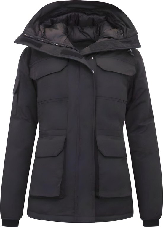 Lange Winterjas Dames met Capuchon - Dames Winterjassen Volwassenen - Gewatteerde Jassen - 7603 - Zwarte Jas