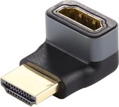 HDMI male naar HDMI Female 90 graden elleboogkop aluminiumlegering adapter (zwart)