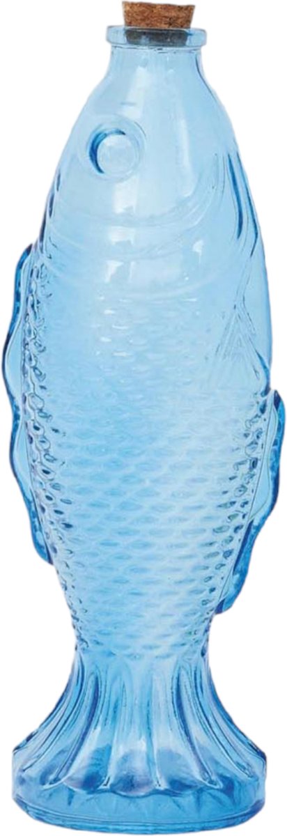 blauwe vis fles met kurk - Batela