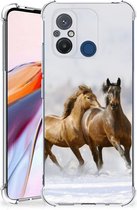 GSM Hoesje Xiaomi Redmi 12C Bumper Hoesje met transparante rand Paarden