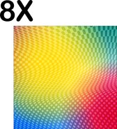 BWK Textiele Placemat - Gekleurd Patroon - Set van 8 Placemats - 50x50 cm - Polyester Stof - Afneembaar