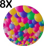 BWK Luxe Ronde Placemat - Feestelijke Ballonnen in Veel Kleuren - Set van 8 Placemats - 50x50 cm - 2 mm dik Vinyl - Anti Slip - Afneembaar