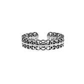 Ring réglable pour femme - Design filigrane - Acier inoxydable plaqué or Wit 14 carats - Taille unique - Ring large - Dottilove