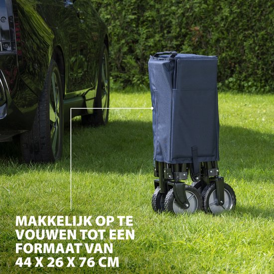 Campart Bolderkar HC-0910 - Opvouwbaar - Bolderwagen met stevig harmonicaframe - Inclusief opbergtas en bodemplaat - Draagvermogen 70 kilo - Blauw