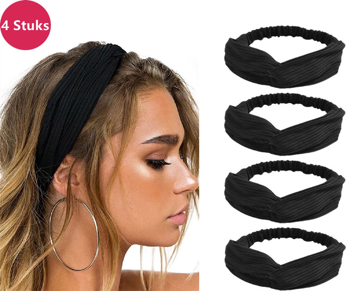 LIXIN Set van 4 stuks - Dames haarbanden - Kleur 10 - Knoop cross knitted haarbanden - Dames - Haarband volwassenen - Elastisch - Vrouwen - Meisjes - Yoga - Haaraccessoires