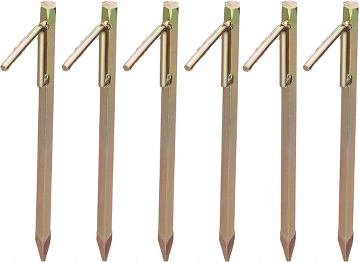 Grondpennen 6 stuks - Stormharing - Tentharing - Rotspen - Spijkerharing - Goud - Ø16 X 300MM - Koolstofstaal