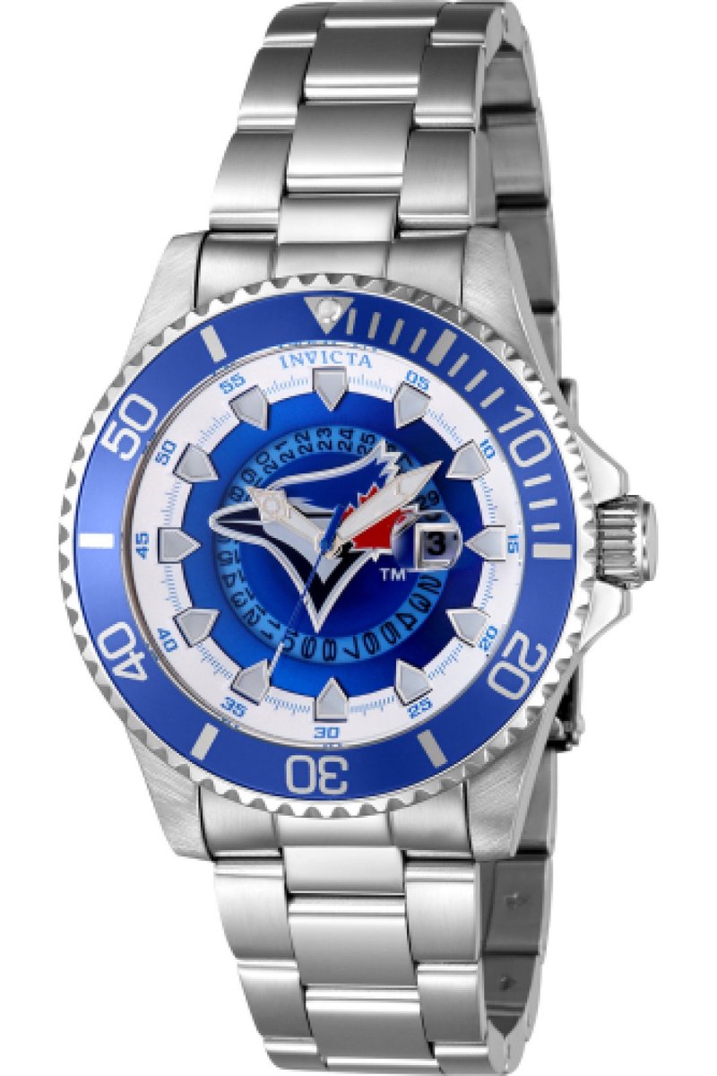 Invicta MLB - Toronto Blue Jays 43482 Heren Horloge - Waterdicht - Analoog - Quartz Uurwerk - Roestvrij Staal met blauwe Wijz