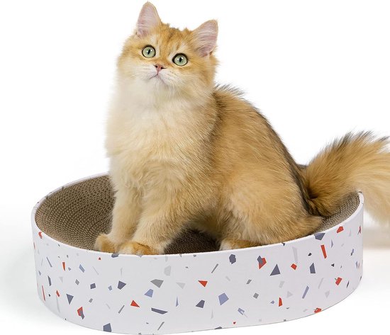 Krabplank voor katten, ovale kattenkrabber voor krabpalen en meubels, hoge dichtheid, kattenmeubels krabpads voor binnenkatten die slapen, 47 x 32 x 9 cm