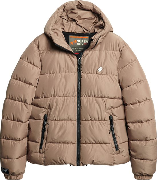 Superdry Hooded Sports Puffr Jacket Heren Jas - Fossil Brown - Maat L