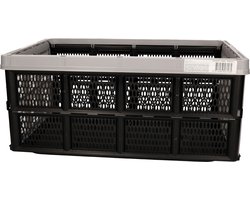 Storage Solutions Inklapbare boodschappenkrat - opbergkrat - zwart / beige - 48 x 35 x 24 cm - vouwkrat - 32 liter