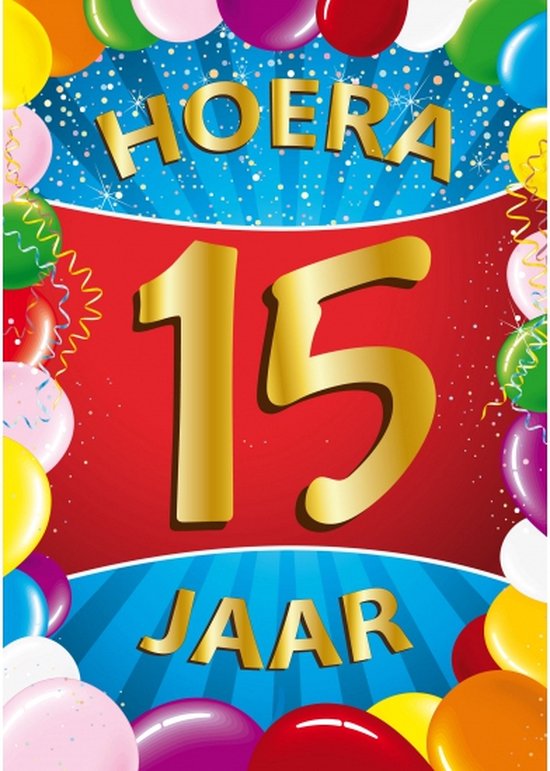 Foto: 15 jaar mega poster deurposter 59 x 84 cm leeftijd verjaardag feestartikelen versiering