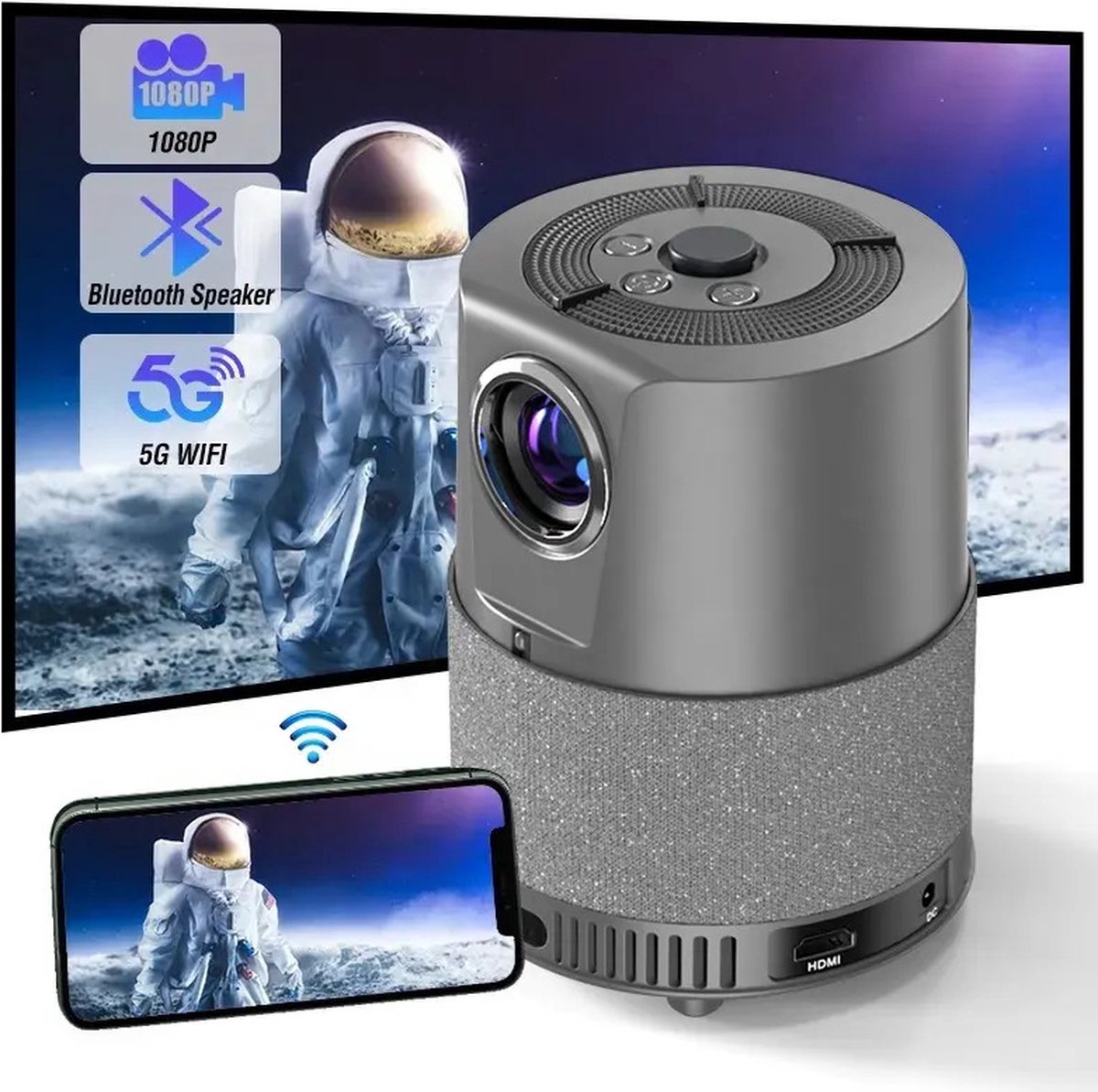 Cawei - full HD mini projector - 4k ondersteuning - WIFI - 7500 lumen