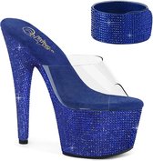 Pleaser - BEJEWELED-712RS Muiltjes - US 9 - 39 Shoes - Transparant/Blauw